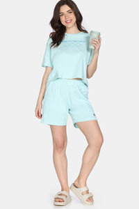 Zivame 2 Mile Fashion Knit Cotton Loungewear Set - Pastel Blue — thumbnail 2